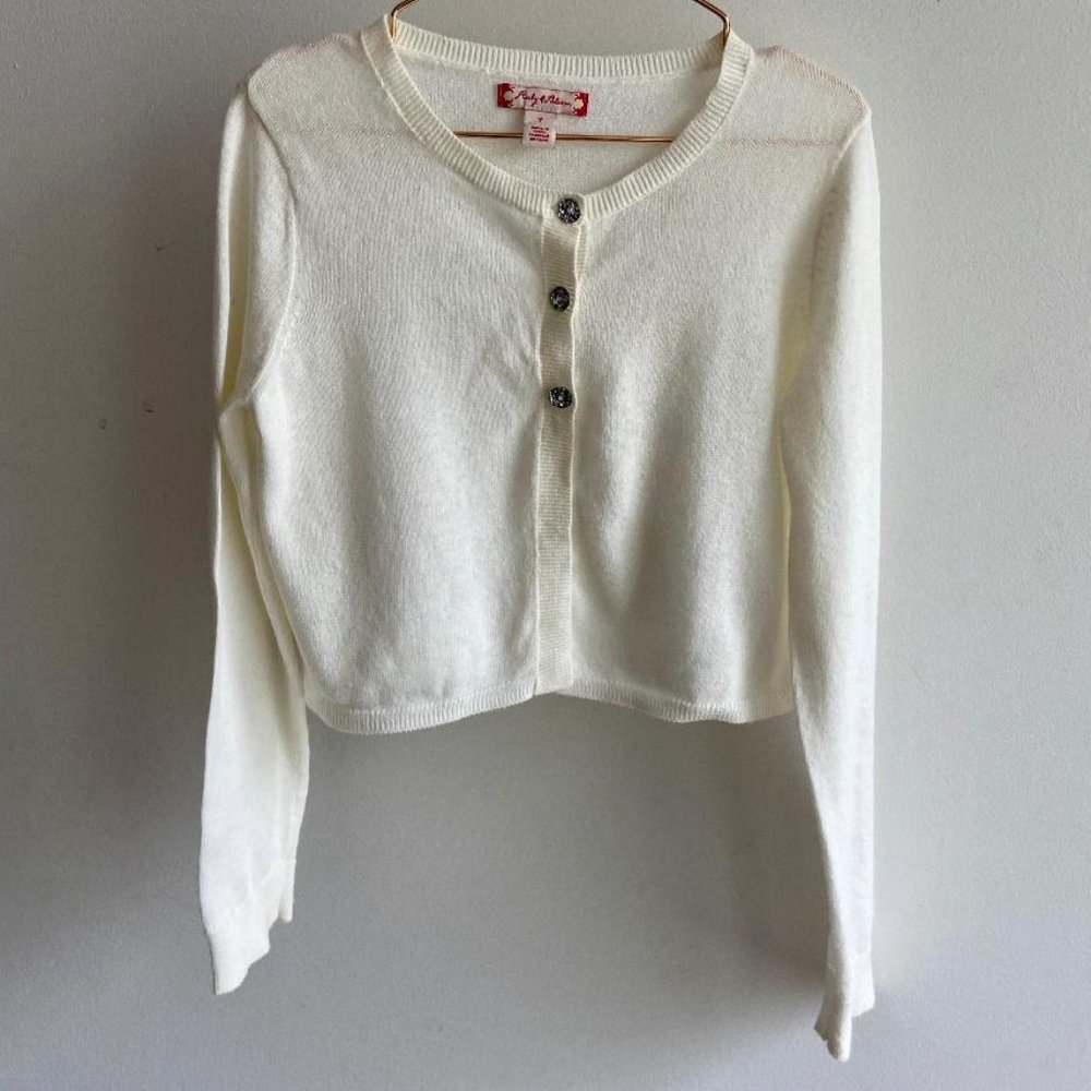 ruby & bloom Girls Ivory Cropped Cardigan